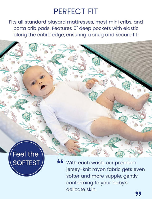 Pack Pack 2 Pack TotAha Premium Soft n Play Sheets, Super Stretchy Jersey Knit Mini Crib Sheets Fitted, Silky Comfort
