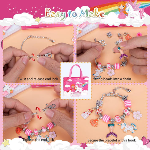 SUZUTOY Bracelet Making Kit for Girls, Unicorns Gifts for Girls, Arts and Crafts for Kids Ages 4-12, Beads for Bracelet