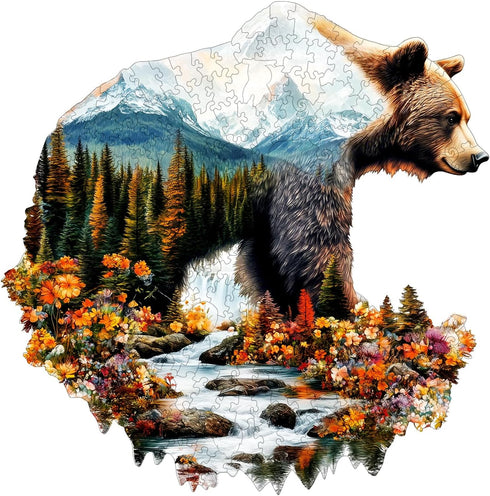 Wooden Puzzles for Adults - Bear and Nature Wooden Jigsaw Puzzle -