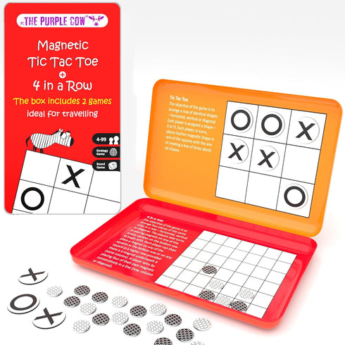 Magnetic Travel Tic Tac Toe, Includes 4 in a Row Game, Car & Airplane Games