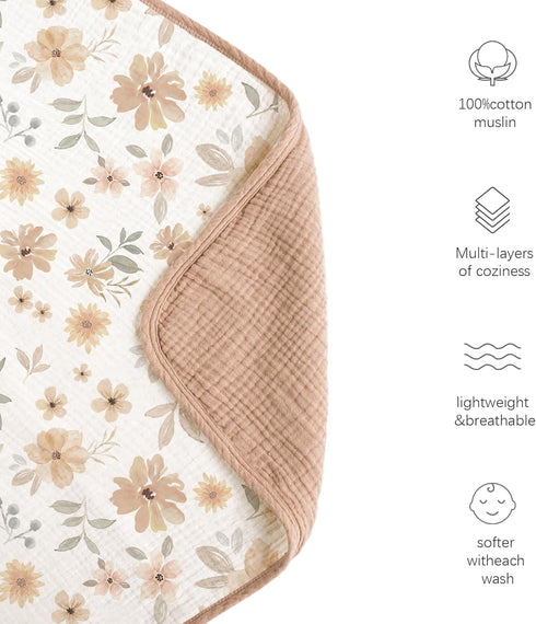 Konssy Muslin Baby Blankets, 100% Cotton Crib Blanket for Baby Infant Toddler, Super Soft and Lightweight, 40"x36"