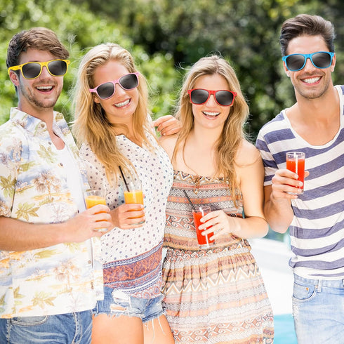 NEBURORA Neon Sunglasses Bulk Classic Retro 6/12/24/60 Pack Multicolor Party Toys for Summer Beach Favors