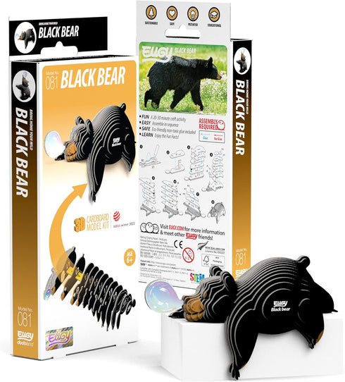 Eugy Black Bear 3D Puzzle, 24 Piece Eco-Friendly Educational Toy Puzzles for Kids Ages 6+