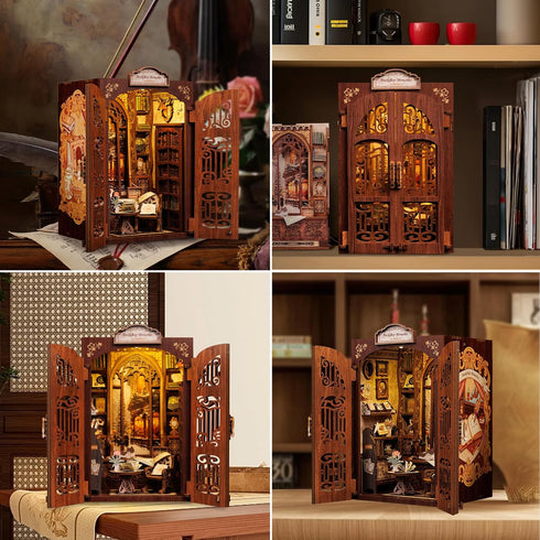 Cutefun Book Nook Kit, Dollhouse Miniature Kit for Bookshelf Insert Decor Crafts for Adults, Halloween