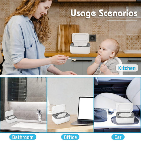 2 Pack Flenpptly Baby Wipes Dispenser, Wipes Case Baby Wipe Holder Keeps Wipes Fresh, Non-Slip, Easy Open & Close (Grey