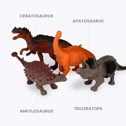 8 Playset 3+ Boley Dino Play Mat and Toy Storage Box - Piece with Foldable Floor Playmat/Storage Box, Plastic Dinosaur