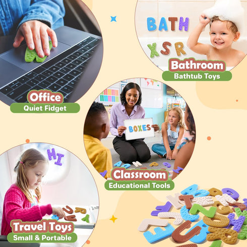 Alphabet ABC Learning Educational Toys - Textured Sensory Fidget Toys for Toddlers Kids - Educational Tools Suction Toy
