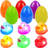 JOYIN 6 Pcs Pre-Filled Easter Eggs with Light-up Floating Duck Bath Toys