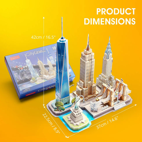 3D Puzzles for Kids Ages 8-10, New York Cityline Architecture Crafts for Girls Ages 8-12, Building Model Gifts