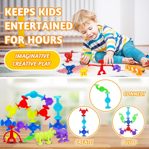 32 PCS Suction Cup Toys for Kids, Bath Toy Party Favor for 2-6 Year Olds, Educational Sensory Fidget
