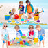 HUUIDY 4 4-12 Beach Toys for Kids, Sand Toys with Sand Buckets and Shovels for Kids, Sand Castle Building Kit with Mesh
