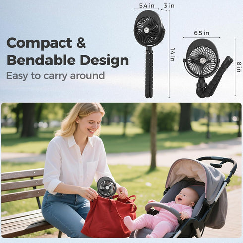 COMLIFE 2026 Summer Upgraded Misting Baby Stroller Fan Rechargeable, Flexible Tripod Clip for Car Seat Crib, Baby