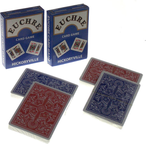 Set 4 (9-Ace) Counter 2 2 Hickoryville Euchre Card Game Pre-Stripped Decks with Blank Cards Red & Blue Decks Classic