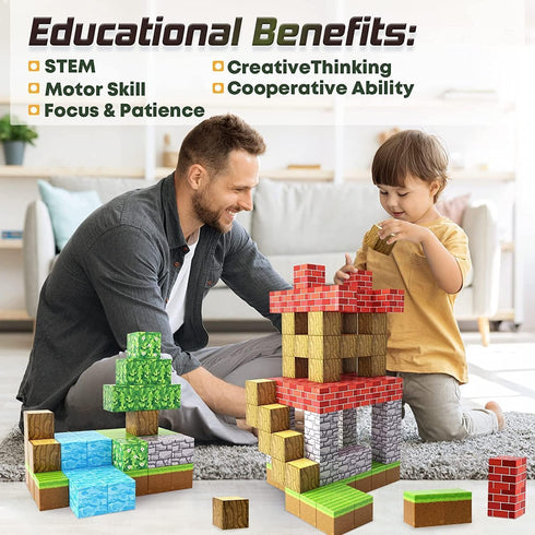 100PCS 1 inch 3+, 3-5 5-7 6-8, Large Magnetic Blocks Magnets Building Craft, STEM Sensory Toys for Boys Girls STEM