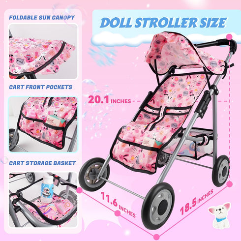 PlaySet 12 Inch Set 2 3 4 5 SMILESSKIDDO Baby Doll with Stroller - Soft Body Dolls and Accessories Dining Chair, Doll
