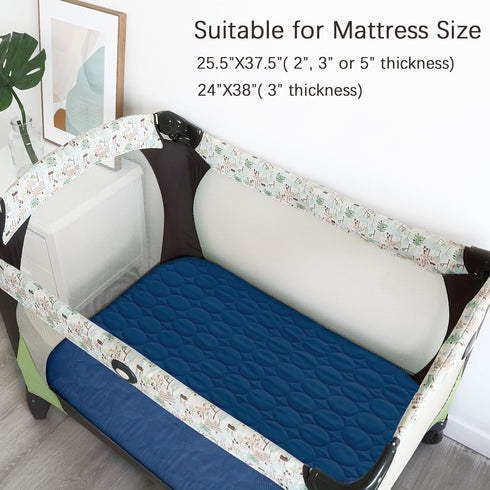 Pack 2 Pack Pack and Play Sheets Fitted Quilted Waterproof Protector, Playard Mattress Pad Compatible with Graco n