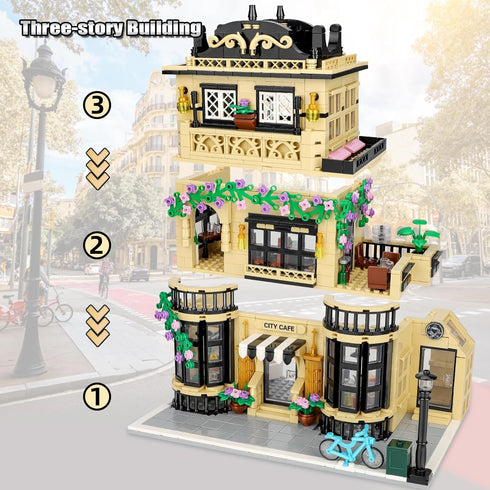 City Coffee Shop Building Blocks Set, Compatible with Lego City House, 1443pcs Modular Building for Adults