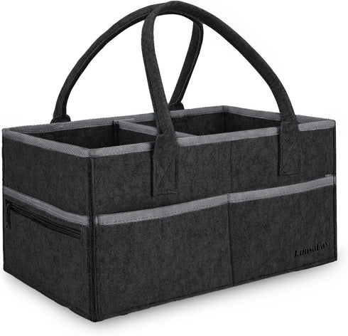 Baby Co. Diaper Caddy - Black, 36 x 22 x 18cm, Car Organizer for Diapers and Wipes, Gift for Newborns