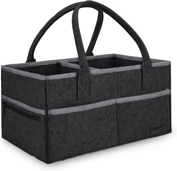 Baby Co. Diaper Caddy - Black, 36 x 22 x 18cm, Car Organizer for Diapers and Wipes, Gift for Newborns