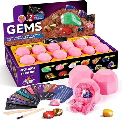 Gamerside Gemstones Dig Kit - Dig it up 12 Real Gemstone and