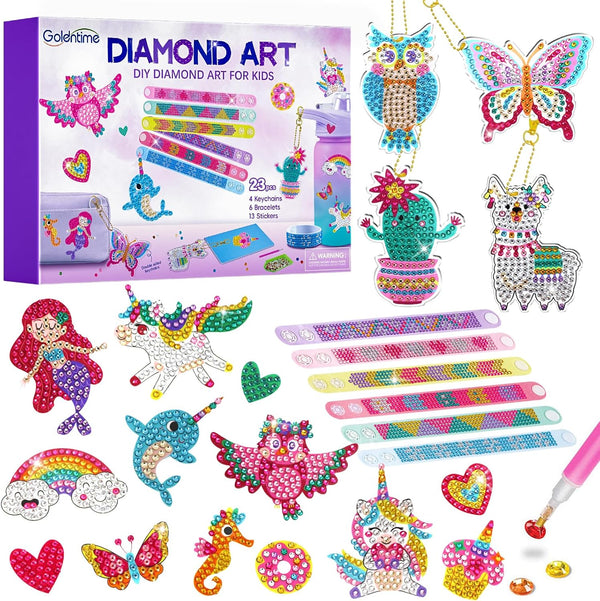goldentime Diamond Art Kits for Kids Including 6 Diamond Painting Bracelets, 4