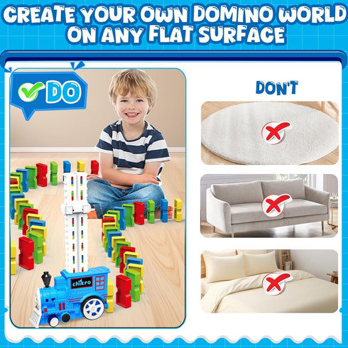 chikro 3-4 3-4 Domino Train Toys Games for Kids - Automated Dominoes-Placing Model Train for Toddlers Age Montessori