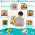 8-in-1 Pack Packaging HELLOWOOD Wooden Activity Cube for Kids, Sorting & Stacking Toys Shape Match Xylophone Montessori