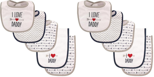Luvable Friends Unisex Baby Bib and Burp Cloth Set, Boy Daddy, One