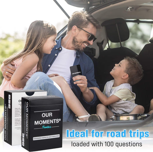 OUR MOMENTS Families: 100 Conversation Starter Cards for Families - Relationship Building for Car Travel & Family