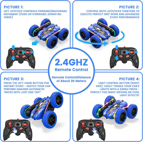 6-12: 2 360 4WD 6 7 8 9 10 11 12, Wedopro RC Car for Boy Ages Batteries Stunt Rotating Remote Control Toy