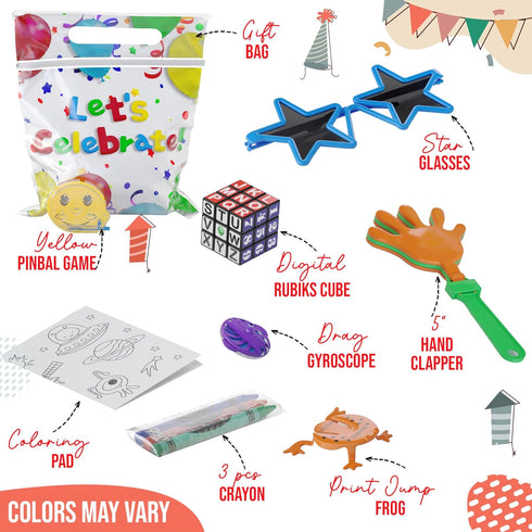 10 4-8 Crown Display Party Favors for Kids Pre Filled Party Favor Bags - Fun Goodie Bags Stuffers for Kids with Fidget