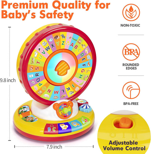 1 2 3 1-3, 12-18 Learning Toys for Year Old Boy Girl, Spin and Sing Alphabet Zoo with Sounds for Toddler Educational