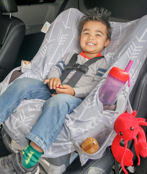 Niko Easy-Wash Children's Car Seat Cover & Liner - Cotton Jersey Gray & White Arrow Pattern - Universal FIT - Crash