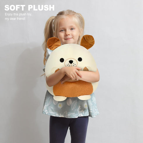 12 inch Onsoyours Original Bulldog Plush with Football, Cute Sport Dog Brown-White Stuffed Animal, Ultra Soft