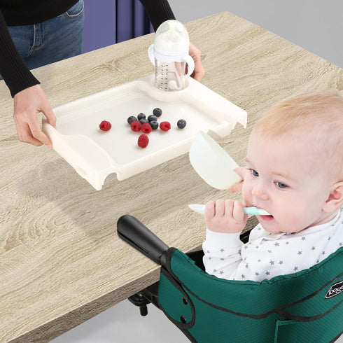 Hook On Chair with Removable Dining Tray, Portable Table High Chair, Folding Compact Baby Seat with Storage Bag