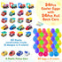 24 Packs 2.8 Duchong Prefilled Easter Eggs with Cars Toys for Easter Eggs Hunt, Plastic Eggs with Pull-Back