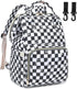 Dezcrab Marble Checkered Baby Diaper Bag Backpack for Women, Large Capacity Waterproof Maternity
