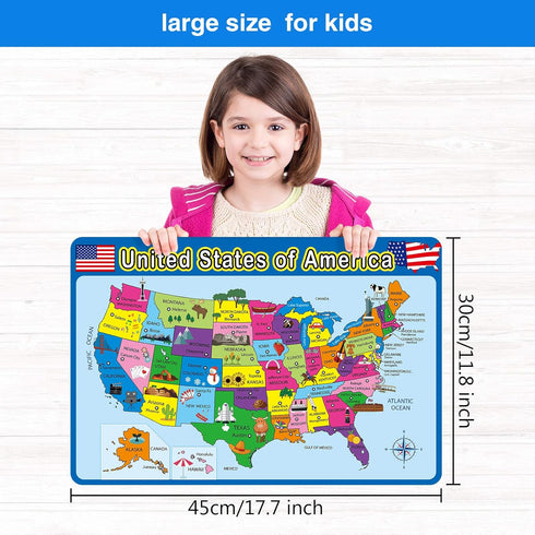 Patelai 4 Pcs Kids Placemats - Educational Non-Slip, Washable, Reusable Plastic for Dining Table, Learning