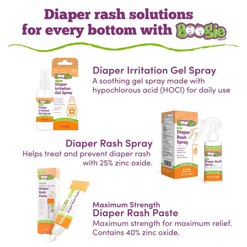 3.4oz (Pack 3) Boogie Hypochlorous Acid Diaper Irritation Gel Spray, Baby Essentials for Diaper Rash, Soothing