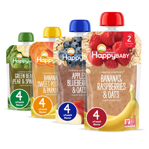 Happy Baby Organics Stage 2 Baby Food Pouches, Gluten Free, Vegan &