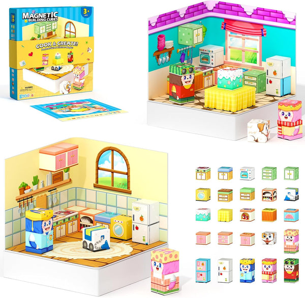 Gooidea Magnetic Blocks - 2-in-1 Magnetic Building Blocks, Creative Building Craft, Sensory