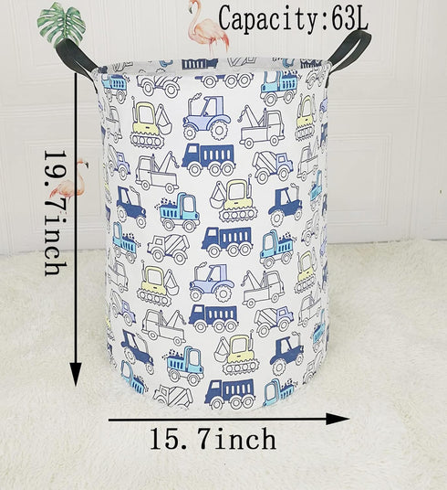 19.7" Round Laundry Basket - Laundry Hamper with Handles, Toys Storage Organizer Gift Bins for Boys and Girls