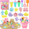 Beach Toys - Ice Cream Sand Toys for Toddlers with Collapsible Bucket and Shovels, Travel Toys for Kids Age 3-8+