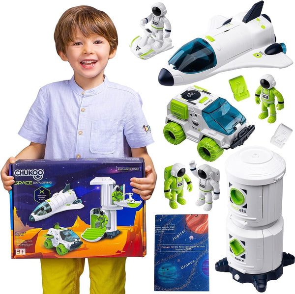Space Toys for Kids 3-8 - Space Shuttle with Rocket Ship, 4 Astronauts, Space Station, Rover, Outer Space Playset