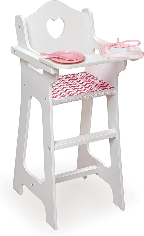 Toy Doll High Chair with Accessories by Badger Basket for 18 inch Dolls