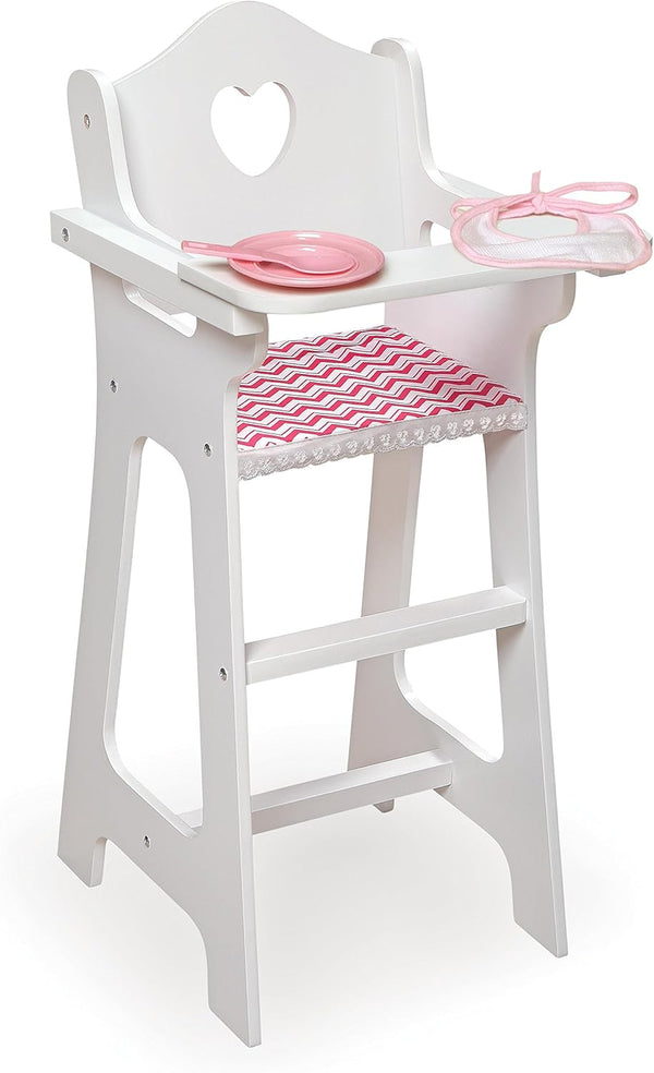Toy Doll High Chair with Accessories by Badger Basket for 18 inch Dolls