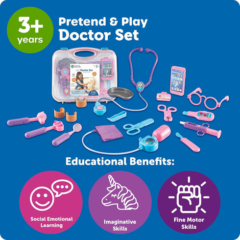 Set Learning Resources Pretend & Play Doctor Pink - Medical Kit for Kids, Imaginative and Role Play, Toddler Toys