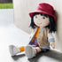 12" 18 HABA Soft Doll Yuki with Black Hair, Embroidered Face, Stylish Bucket Hat and Clothes - Washable Toddler Baby