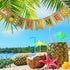 Hello Summer Burlap Banner - Rustic Summer Banner with Flamingo Pattern for Pool Party, Beach Party, Barbecue Party