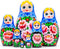 Nesting Babushka Dolls - Handmade Rose Hand-painted - Matruska Stacking 7 Dolls